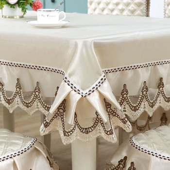 Ορθογώνιο Δαντελένιο Τραπεζομάντιλο Σετ μαξιλαριών ευρωπαϊκής καρέκλας Αδιάβροχο τραπεζομάντιλο για δείπνο Κάλυμμα τραπεζαρίας Κέντημα Κάλυμμα καρέκλας