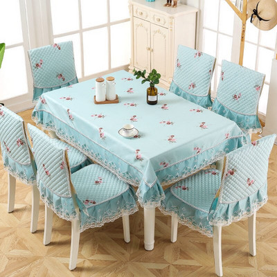 Față de masă dreptunghiulară din dantelă Set de perne pentru scaune europene Față de masă rezistentă la praf pentru banchete Husă pentru masă Husă pentru scaun de brodat