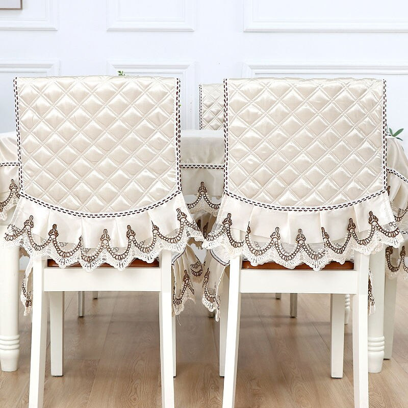 Față de masă dreptunghiulară din dantelă Set de perne pentru scaune europene Față de masă rezistentă la praf pentru banchete Husă pentru masă Husă pentru scaun de brodat
