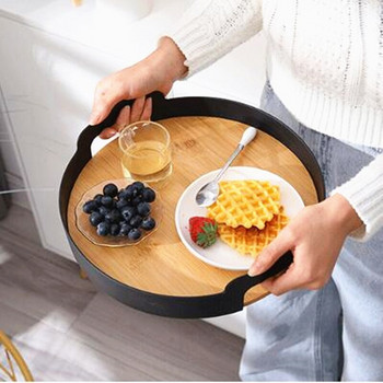 Πολυλειτουργικός δίσκος αποθήκευσης Πιάτο φρούτων Σπίτι Κουζίνα Δίσκοι για καφέ Επιτραπέζιο Διακοσμητικό πάνελ μπαμπού