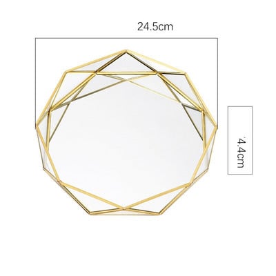 Geometrijos ovalus stiklas metalinis laikymo padėklas Europos vaisių kavos lėkštė Stalinis kompiuteris smulkūs daiktai papuošalai vitrinos dėklas Namų dekoras