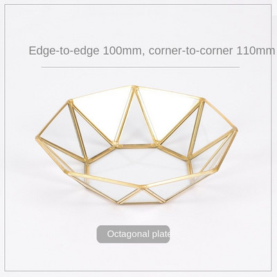 Geometrijos ovalus stiklas metalinis laikymo padėklas Europos vaisių kavos lėkštė Stalinis kompiuteris smulkūs daiktai papuošalai vitrinos dėklas Namų dekoras