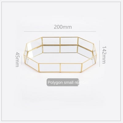Geometrijos ovalus stiklas metalinis laikymo padėklas Europos vaisių kavos lėkštė Stalinis kompiuteris smulkūs daiktai papuošalai vitrinos dėklas Namų dekoras