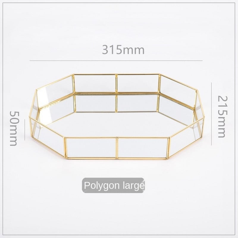 Geometrijos ovalus stiklas metalinis laikymo padėklas Europos vaisių kavos lėkštė Stalinis kompiuteris smulkūs daiktai papuošalai vitrinos dėklas Namų dekoras