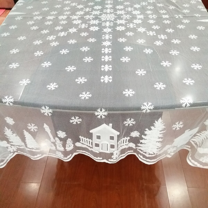 Domáci obrus Elk Decoration Vianočná čipka Snehová vločka Biely čipkovaný obrus Vianočná snehová vločka s losím vzorom Domáca párty dekorácia