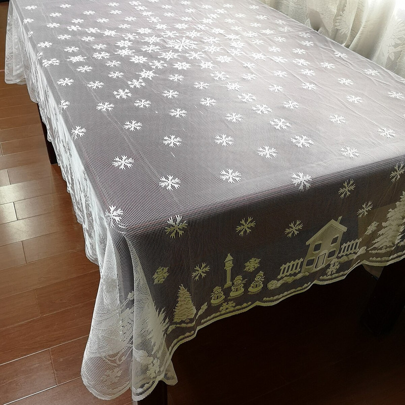 Domáci obrus Elk Decoration Vianočná čipka Snehová vločka Biely čipkovaný obrus Vianočná snehová vločka s losím vzorom Domáca párty dekorácia