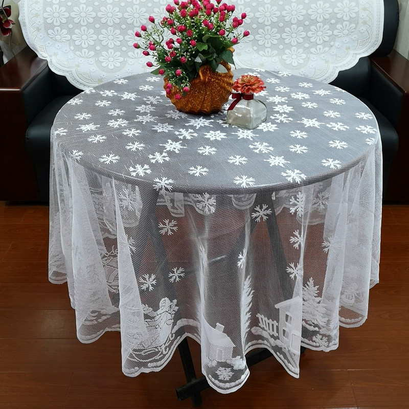 Domáci obrus Elk Decoration Vianočná čipka Snehová vločka Biely čipkovaný obrus Vianočná snehová vločka s losím vzorom Domáca párty dekorácia