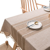 Față de masă rustică, din bumbac, din in, din bumbac, maro, dreptunghi, fete de masă pătrate pentru bucătărie, luat masa, petrecere, sărbători, decor de Crăciun