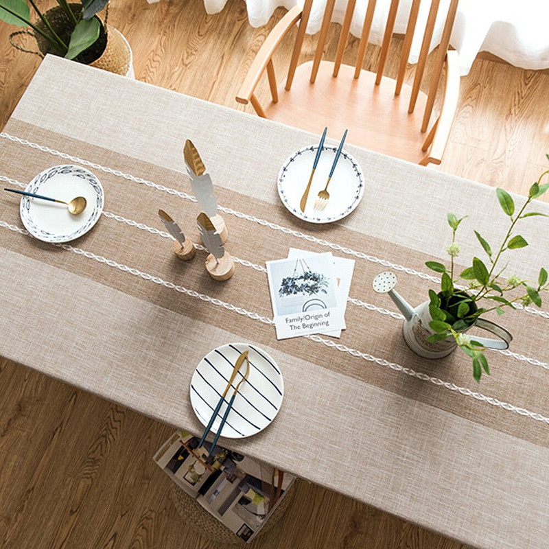 Față de masă rustică, din bumbac, din in, din bumbac, maro, dreptunghi, fete de masă pătrate pentru bucătărie, luat masa, petrecere, sărbători, decor de Crăciun