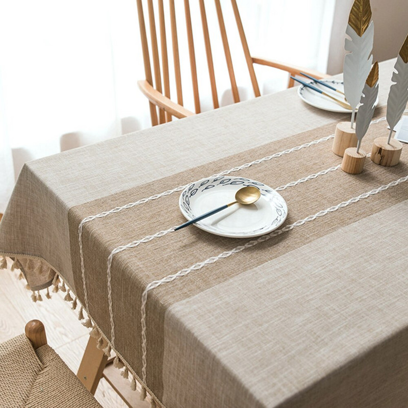 Față de masă rustică, din bumbac, din in, din bumbac, maro, dreptunghi, fete de masă pătrate pentru bucătărie, luat masa, petrecere, sărbători, decor de Crăciun