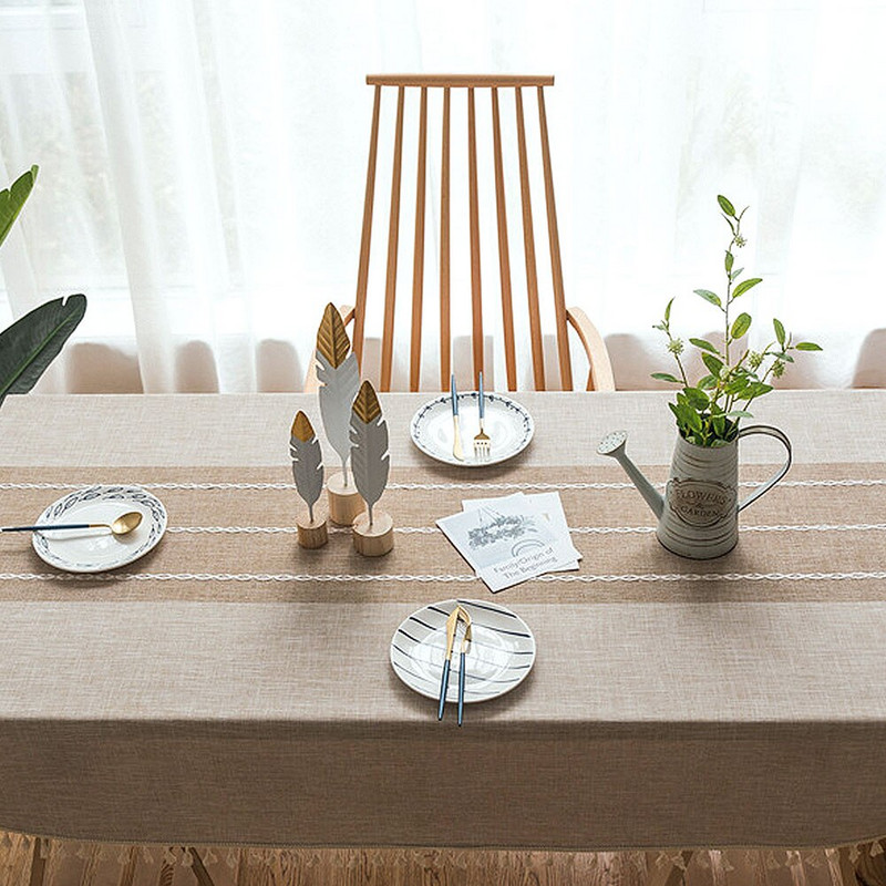 Față de masă rustică, din bumbac, din in, din bumbac, maro, dreptunghi, fete de masă pătrate pentru bucătărie, luat masa, petrecere, sărbători, decor de Crăciun