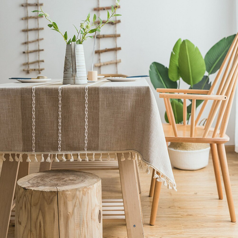 Față de masă rustică, din bumbac, din in, din bumbac, maro, dreptunghi, fete de masă pătrate pentru bucătărie, luat masa, petrecere, sărbători, decor de Crăciun