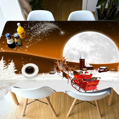 Meijuner Crăciun 3D Față de masă Bucătărie Sufragerie Față de masă Decoratiuni Home Rectangular Party Huse pentru masă Ornamente de Crăciun