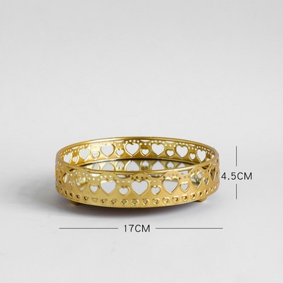 Fém tálca tortaállvány gyom tálcák kamra szervező étel gyümölcstálcák kozmetikai tároló doboz ékszer tároló állvány arany 2 réteg