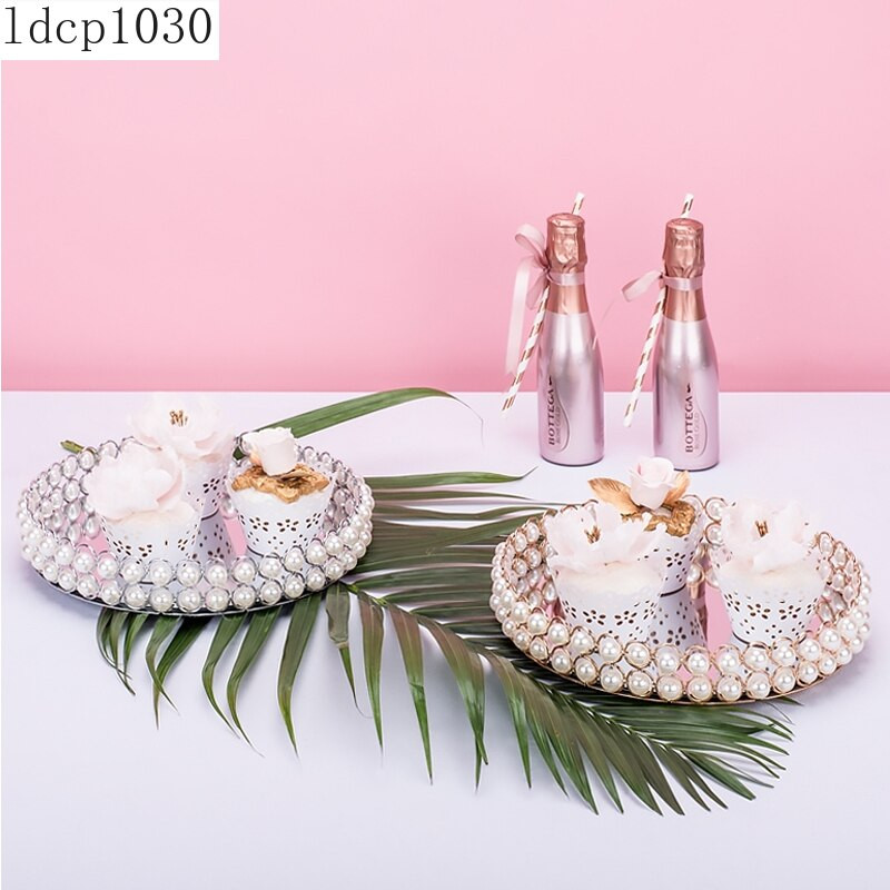 Nordic Creative Pearl Mirror Pladanj Stalak za torte Svadbeni desert Raspored stola Ukrasni ukrasi Kozmetika Pladanj za pohranjivanje nakita