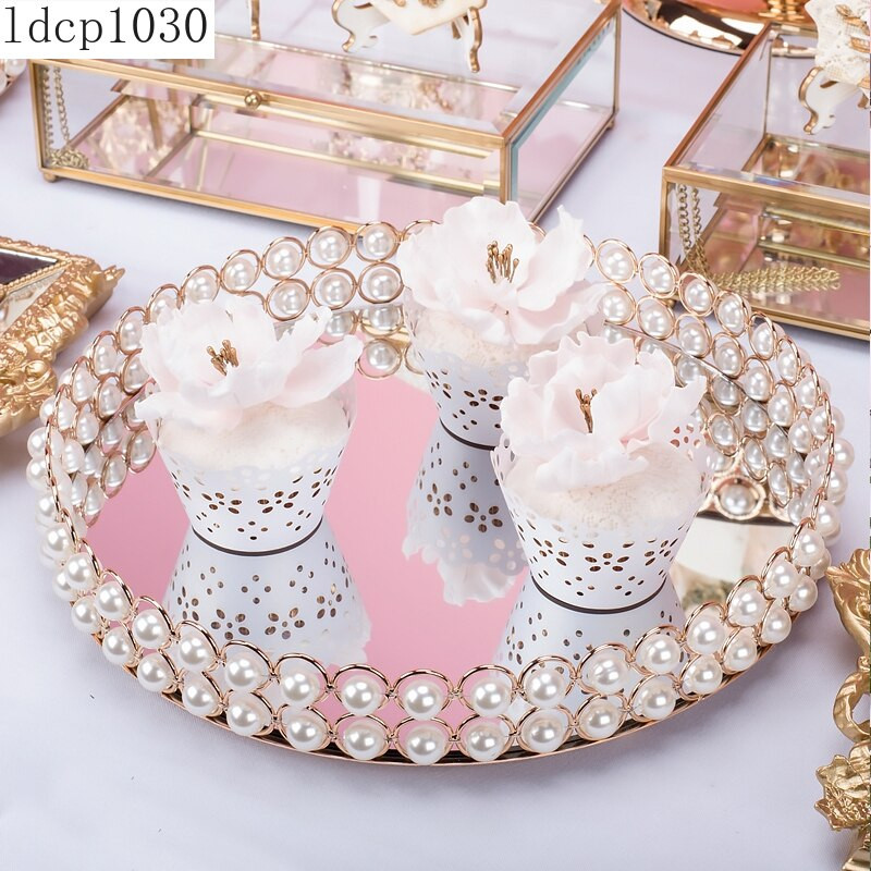 Nordic Creative Pearl Mirror Pladanj Stalak za torte Svadbeni desert Raspored stola Ukrasni ukrasi Kozmetika Pladanj za pohranjivanje nakita