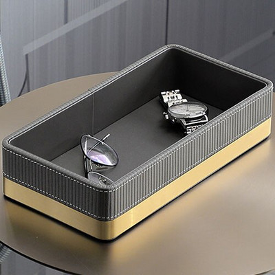 Bőr tárolótálca asztali ékszer tányér téglalap kozmetikai szemüveg pénztárca kulcsok különféle tálca otthon nappali dekoráció