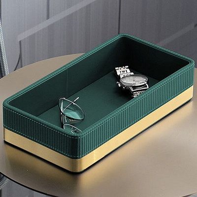 Bőr tárolótálca asztali ékszer tányér téglalap kozmetikai szemüveg pénztárca kulcsok különféle tálca otthon nappali dekoráció