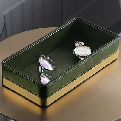 Bőr tárolótálca asztali ékszer tányér téglalap kozmetikai szemüveg pénztárca kulcsok különféle tálca otthon nappali dekoráció