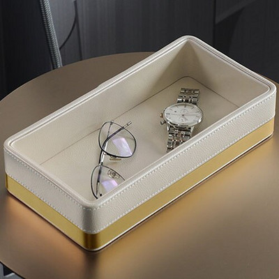 Bőr tárolótálca asztali ékszer tányér téglalap kozmetikai szemüveg pénztárca kulcsok különféle tálca otthon nappali dekoráció