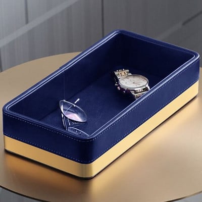 Bőr tárolótálca asztali ékszer tányér téglalap kozmetikai szemüveg pénztárca kulcsok különféle tálca otthon nappali dekoráció