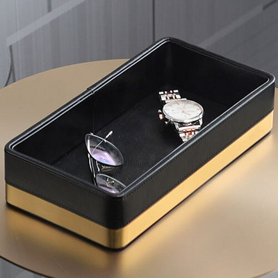 Bőr tárolótálca asztali ékszer tányér téglalap kozmetikai szemüveg pénztárca kulcsok különféle tálca otthon nappali dekoráció