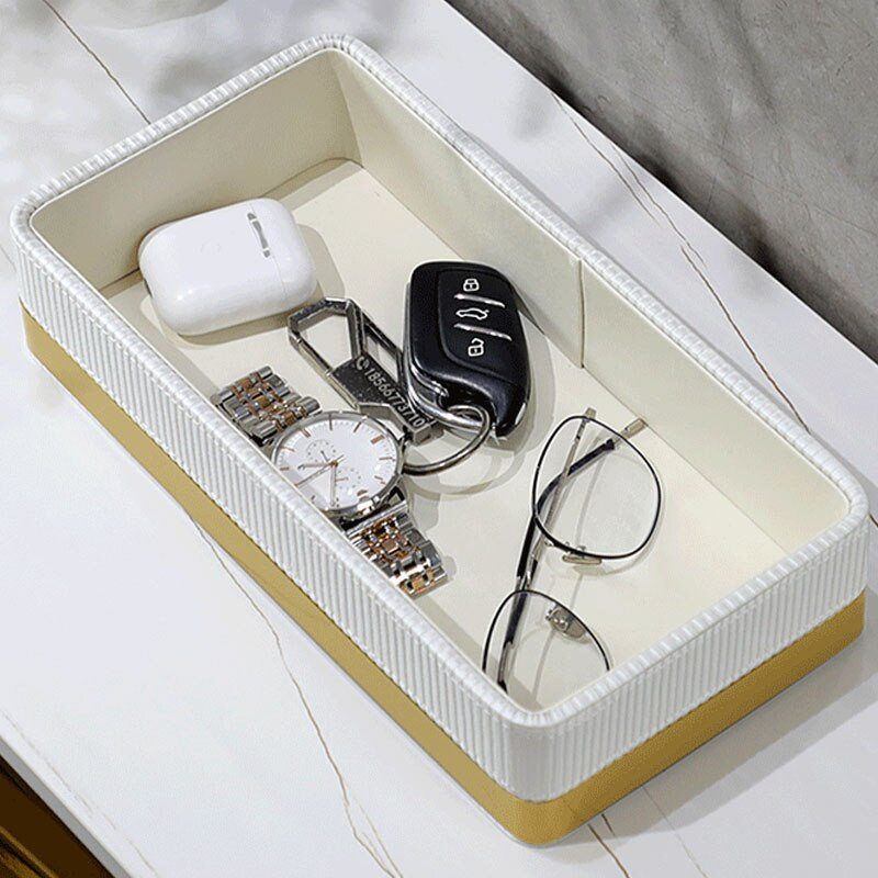 Bőr tárolótálca asztali ékszer tányér téglalap kozmetikai szemüveg pénztárca kulcsok különféle tálca otthon nappali dekoráció