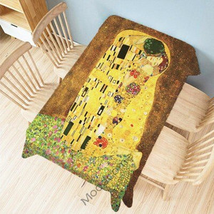 Gustav Klimt Kuulus õlimaal Kuldne värv Suudlus Maakoht Pastoraalne Roheline Aed Kunst Dekoratiivne laudlina Linane laudlina