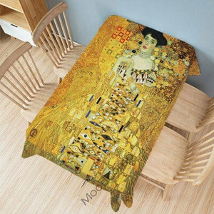 Gustav Klimt Kuulus õlimaal Kuldne värv Suudlus Maakoht Pastoraalne Roheline Aed Kunst Dekoratiivne laudlina Linane laudlina