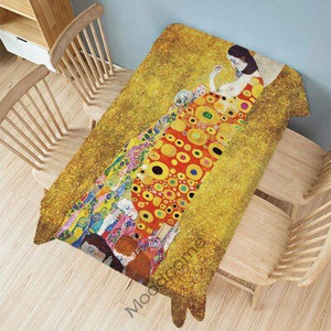 Gustav Klimt Kuulus õlimaal Kuldne värv Suudlus Maakoht Pastoraalne Roheline Aed Kunst Dekoratiivne laudlina Linane laudlina