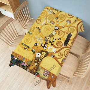 Gustav Klimt Kuulus õlimaal Kuldne värv Suudlus Maakoht Pastoraalne Roheline Aed Kunst Dekoratiivne laudlina Linane laudlina