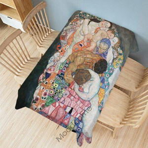 Gustav Klimt Kuulus õlimaal Kuldne värv Suudlus Maakoht Pastoraalne Roheline Aed Kunst Dekoratiivne laudlina Linane laudlina