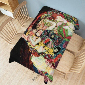 Gustav Klimt Kuulus õlimaal Kuldne värv Suudlus Maakoht Pastoraalne Roheline Aed Kunst Dekoratiivne laudlina Linane laudlina