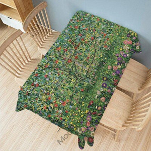 Gustav Klimt Kuulus õlimaal Kuldne värv Suudlus Maakoht Pastoraalne Roheline Aed Kunst Dekoratiivne laudlina Linane laudlina