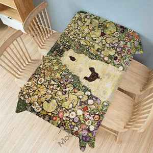 Gustav Klimt Kuulus õlimaal Kuldne värv Suudlus Maakoht Pastoraalne Roheline Aed Kunst Dekoratiivne laudlina Linane laudlina