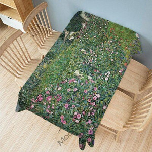 Gustav Klimt Kuulus õlimaal Kuldne värv Suudlus Maakoht Pastoraalne Roheline Aed Kunst Dekoratiivne laudlina Linane laudlina