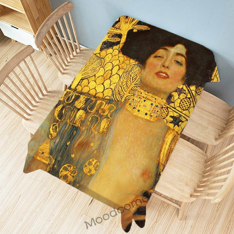 Gustav Klimt Kuulus õlimaal Kuldne värv Suudlus Maakoht Pastoraalne Roheline Aed Kunst Dekoratiivne laudlina Linane laudlina