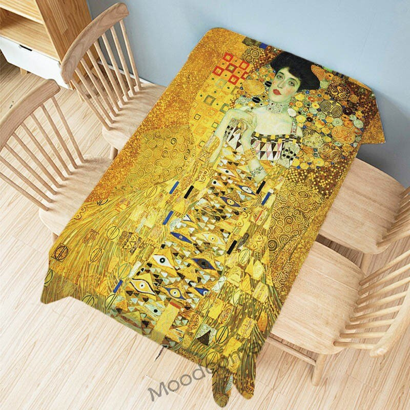 Gustav Klimt Kuulus õlimaal Kuldne värv Suudlus Maakoht Pastoraalne Roheline Aed Kunst Dekoratiivne laudlina Linane laudlina