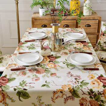 Флорална покривка за маса за хранене Правоъгълна покривка за маса Кухненски декор Памучен плат Покривка за маса Декорация за хол Лукс