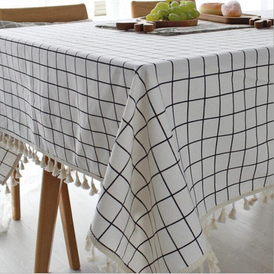 Față de masă din bumbac in stil nordic și simplu CFen A, cu ciucuri, husă de masă de calitate, cârpă de masă pentru ceai, servește de bucătărie