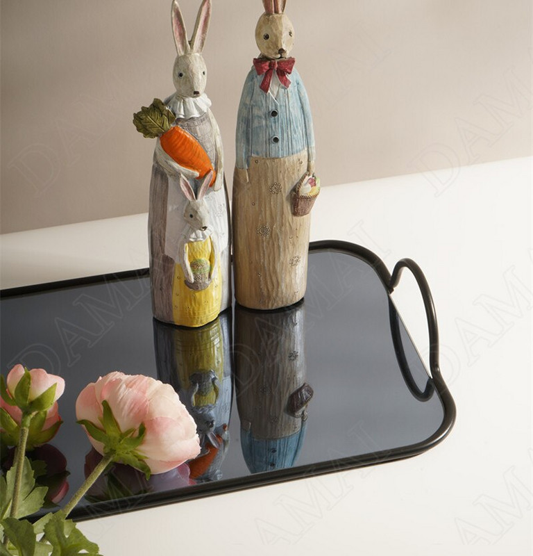 Europos veidrodinis laikymo dėklo vadovas Metalinis rėmas Dekoratyvinis miegamojo kosmetikos konteineris Šiuolaikinis namų stalinis papuošalų laikiklis