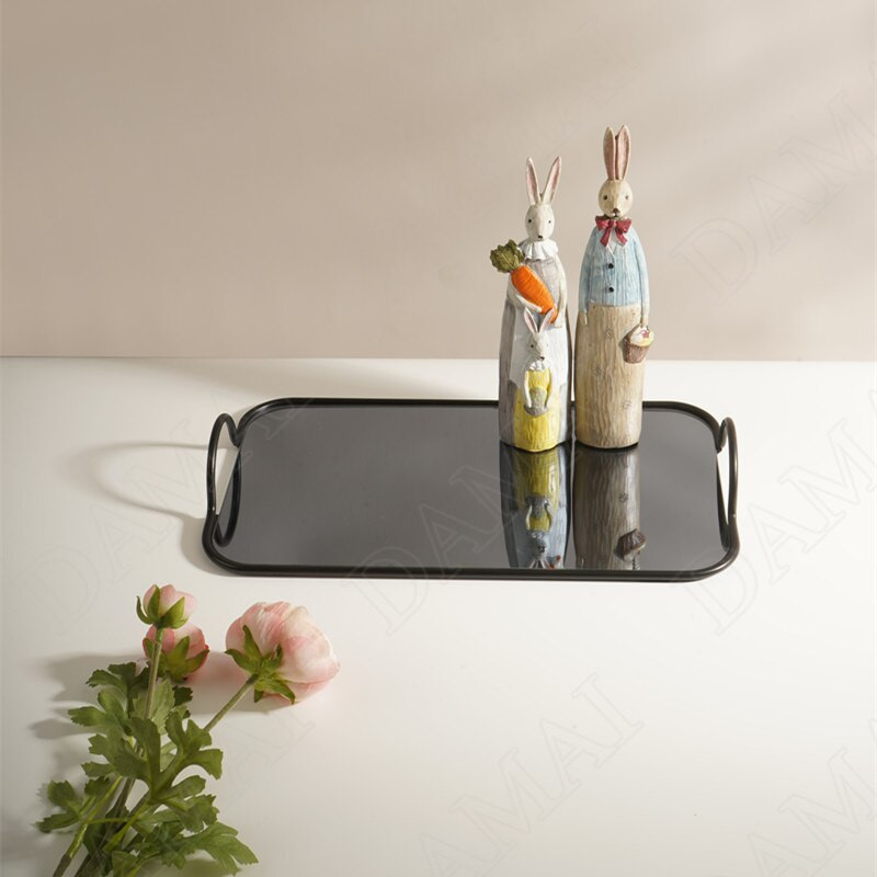 Europos veidrodinis laikymo dėklo vadovas Metalinis rėmas Dekoratyvinis miegamojo kosmetikos konteineris Šiuolaikinis namų stalinis papuošalų laikiklis