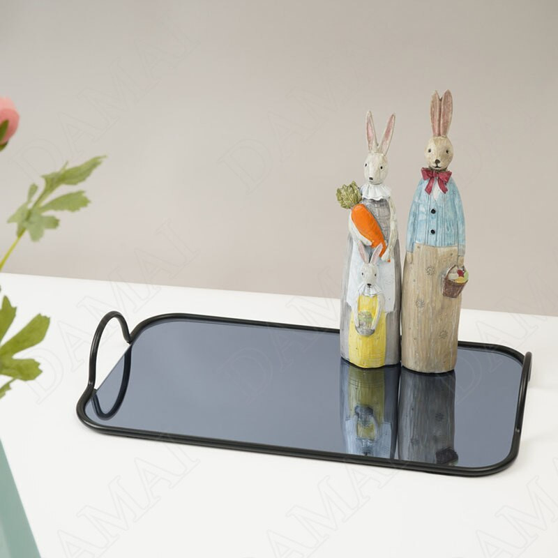 Europos veidrodinis laikymo dėklo vadovas Metalinis rėmas Dekoratyvinis miegamojo kosmetikos konteineris Šiuolaikinis namų stalinis papuošalų laikiklis