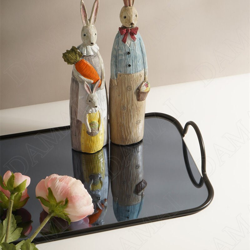 Europos veidrodinis laikymo dėklo vadovas Metalinis rėmas Dekoratyvinis miegamojo kosmetikos konteineris Šiuolaikinis namų stalinis papuošalų laikiklis