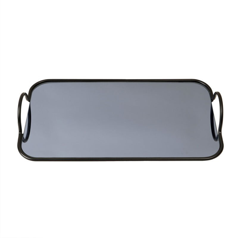 Europos veidrodinis laikymo dėklo vadovas Metalinis rėmas Dekoratyvinis miegamojo kosmetikos konteineris Šiuolaikinis namų stalinis papuošalų laikiklis