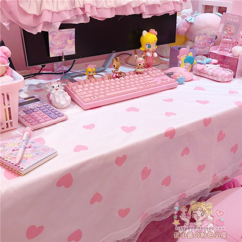 Rózsaszín szívű epres terítő bojtárral Vintage téglalap porálló asztaltakaróval piknik grillezéshez otthoni dekoráció Mantel Mesa