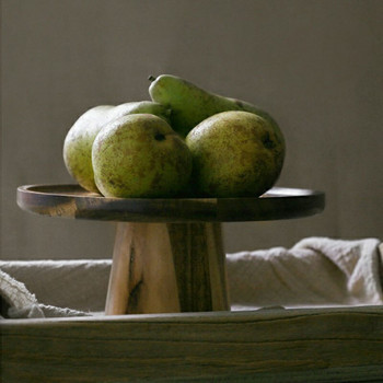 Ξύλινο πιάτο κέικ με ψηλή βάση Δημιουργικοί δίσκοι σερβιρίσματος φαγητού Eco Naural Wood Δίσκος για σνακ φρούτων για το σπίτι Διακόσμηση φωτογραφίας