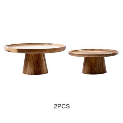 Magas állványú, fából készült süteménytányér Kreatív ételtálaló tálcák Eco naural fa desszert, gyümölcs, uzsonnatálca lakberendezési fotózás kellékek