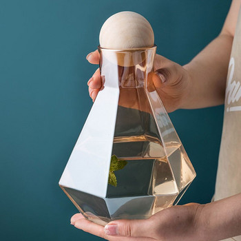 Nordic Creative Glass Diamond Hexagonal Juice Μεγάλης χωρητικότητας Μπουκάλι Κρύου Νερού Drink Milk Beer Πιάτο Δίσκος αποθήκευσης