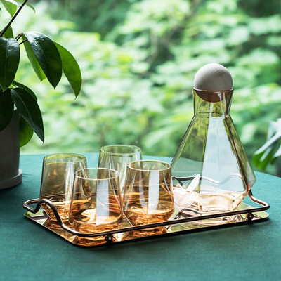 Nordic Creative Glass Diamond Hexagonal Juice Бутилка за студена вода с голям капацитет Напитка Мляко Бира Чаша Чиния Тава за съхранение